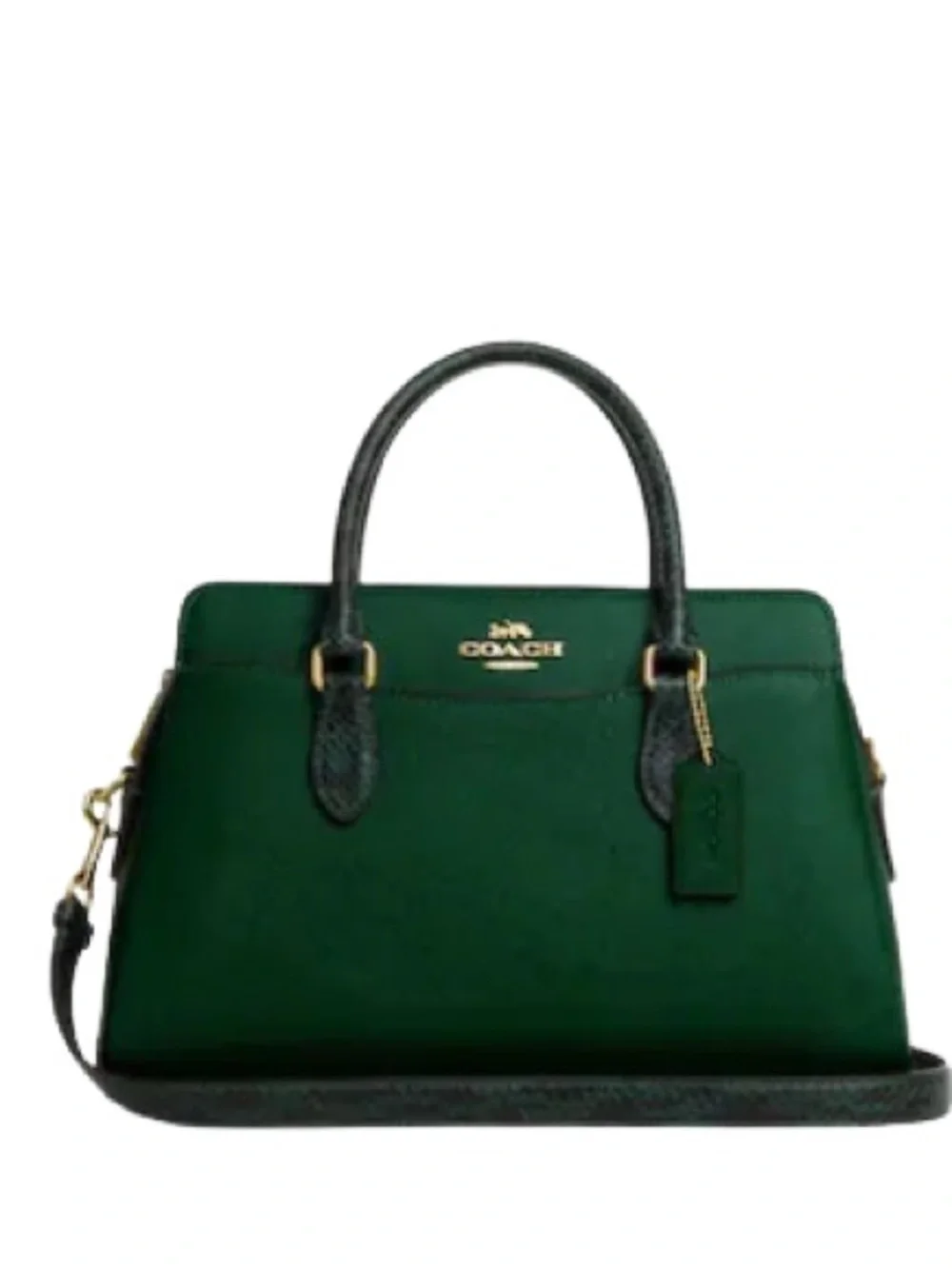 COACH Darcie Carryall in Dark Green Leather Satchel with Gold Hardware